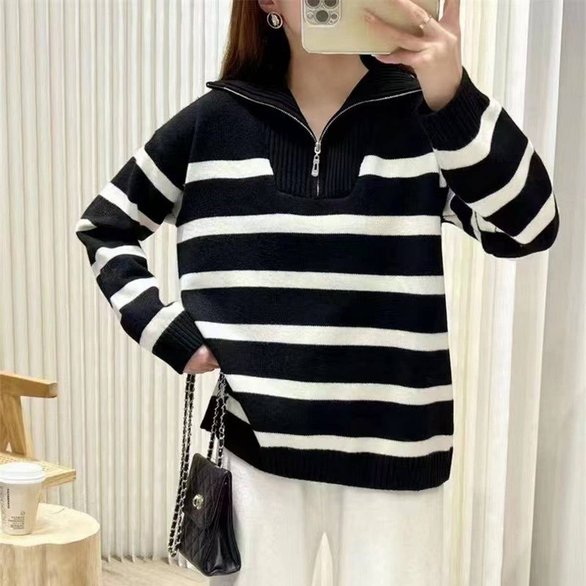 Women's Colorblock Striped Knit Sweater