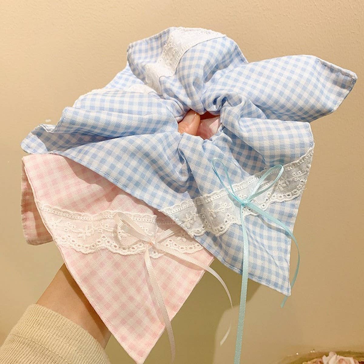 LACE BOW SQUARE SCARF HAIRBAND HAIR ACCESSORY