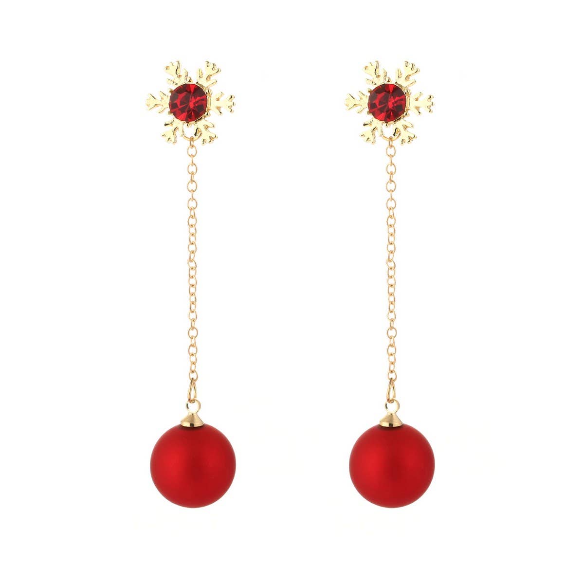 CHRISTMAS SNOWFLAKE RED PEARL EARRINGS