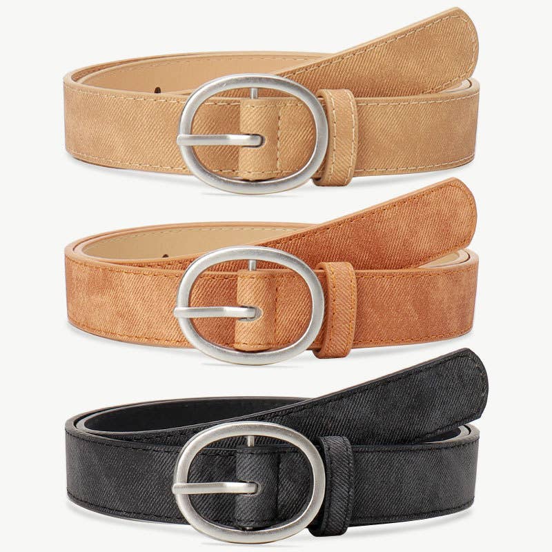 Simple fashionable and casual oval alloy belt