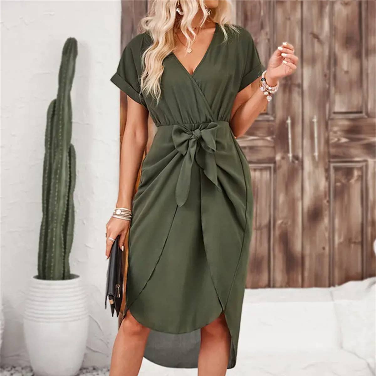 Slit wraparound haute dress