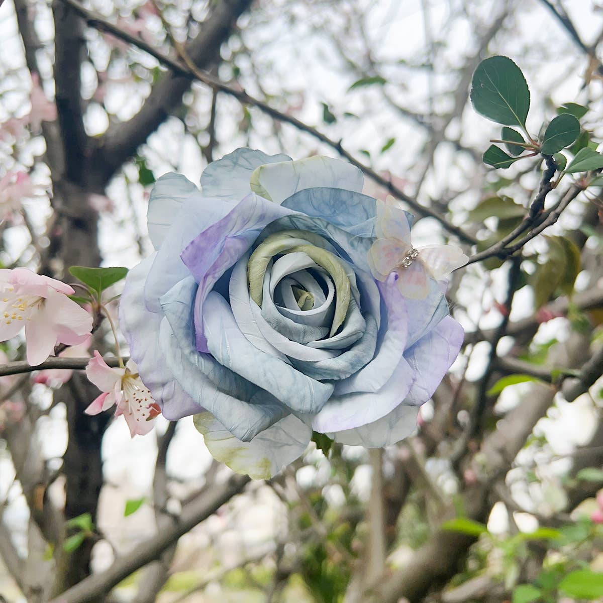 Romantic elegant butterfly plastic rose hairpin