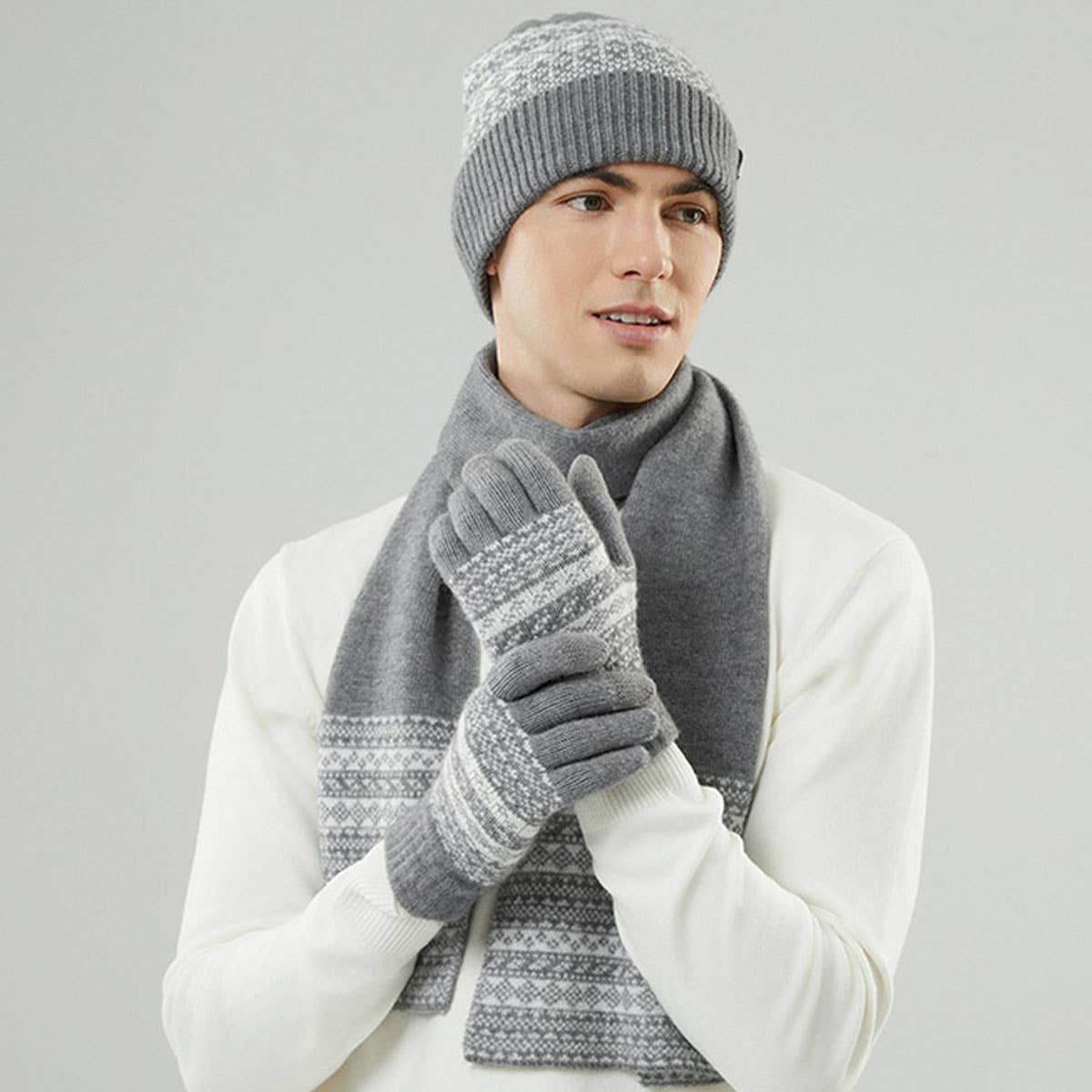 WINTER WARM KNITTED WINDPROOF THREE-PIECE SUIT