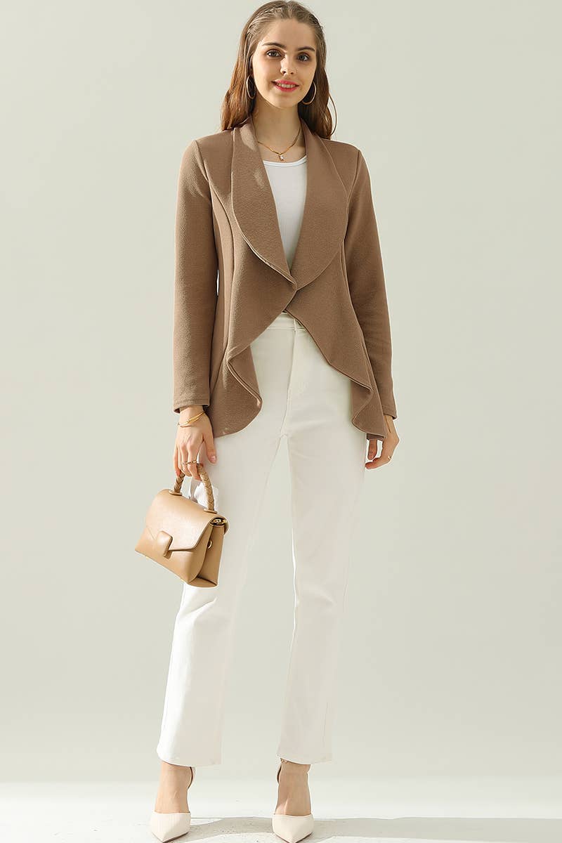 CWOBL090_Casual Work Long Sleeve Open Front Blazer