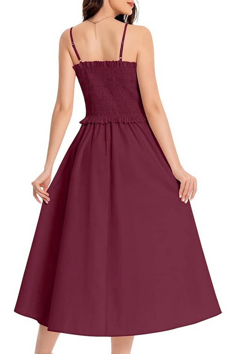 CWDMD5855_SOLID SLIM FIT WAIST TIE STRAP MAXI DRESS