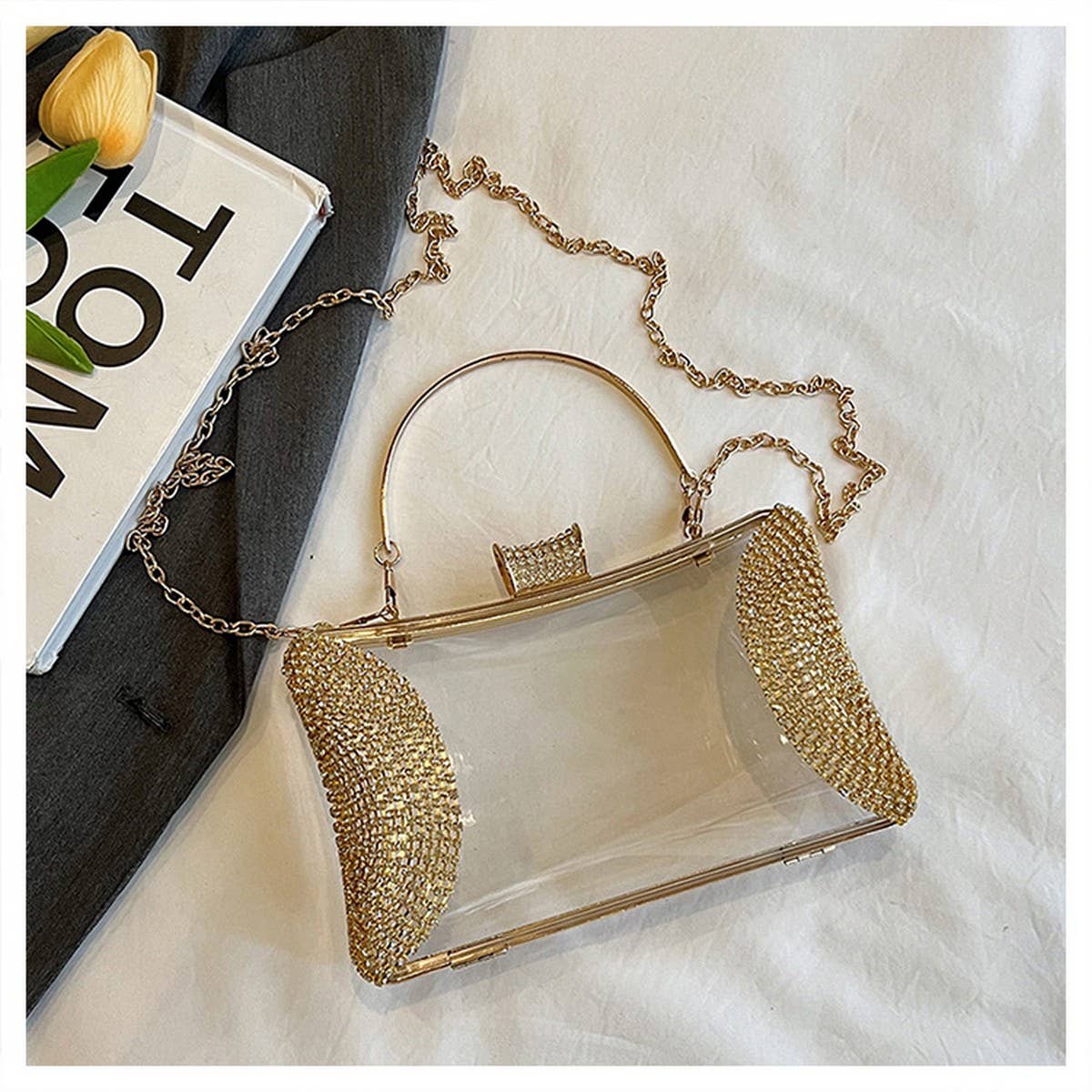 CELEBRITY EVENING BAG DIAMOND CHAIN CLUTCH_CWAB3255