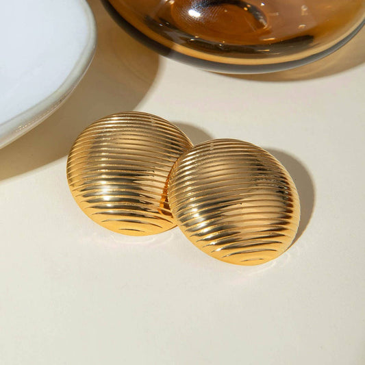 LIGHT LUXURY HORIZONTAL STRIPED ROUND EARRINGS