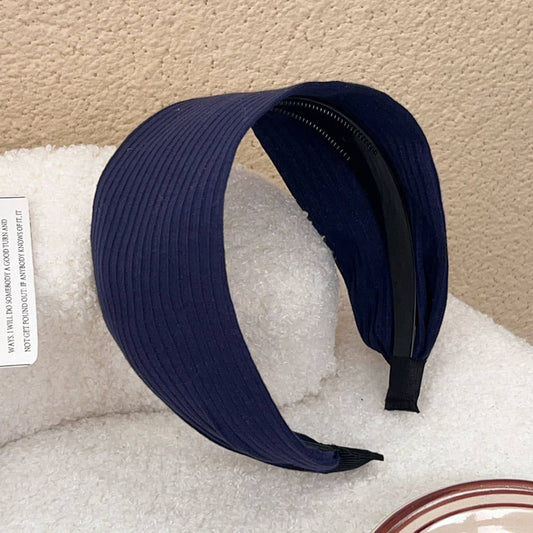 Retro knitted corrugated strip widened hair band