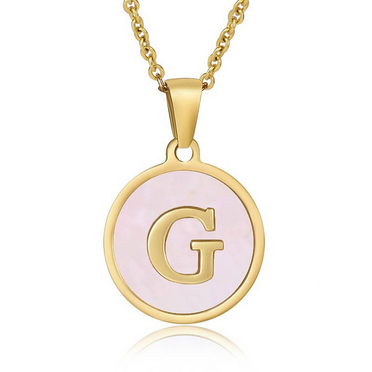 ROUND 18K GOLD STAINLESS STEEL 26LETTERS NECKLACE