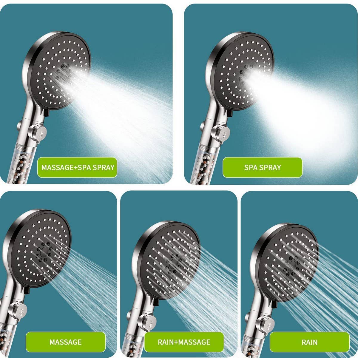 NEGATIVE ION FILTER BOOSTER SHOWER HEAD