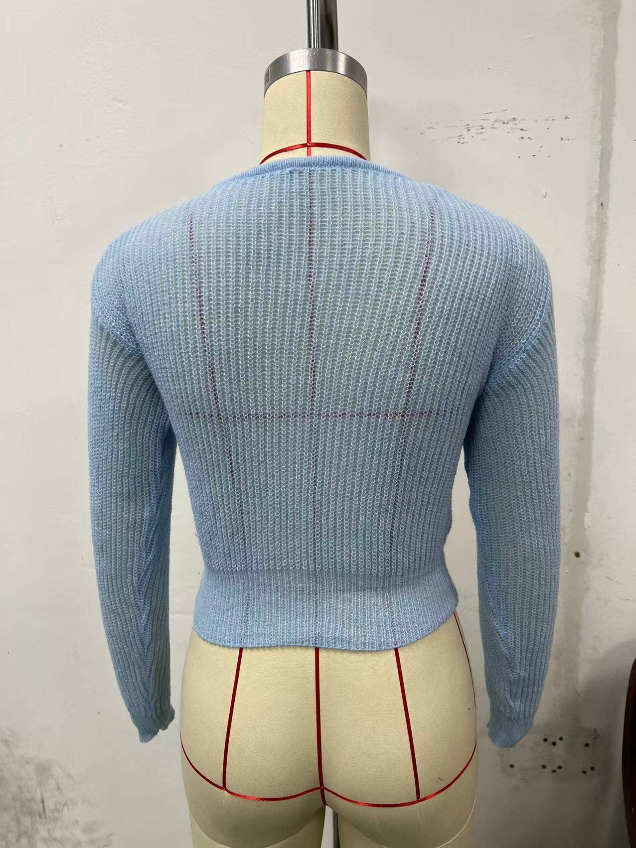 LONG SLEEVE PIT STRIP KNITTED ELASTIC CARDIGAN