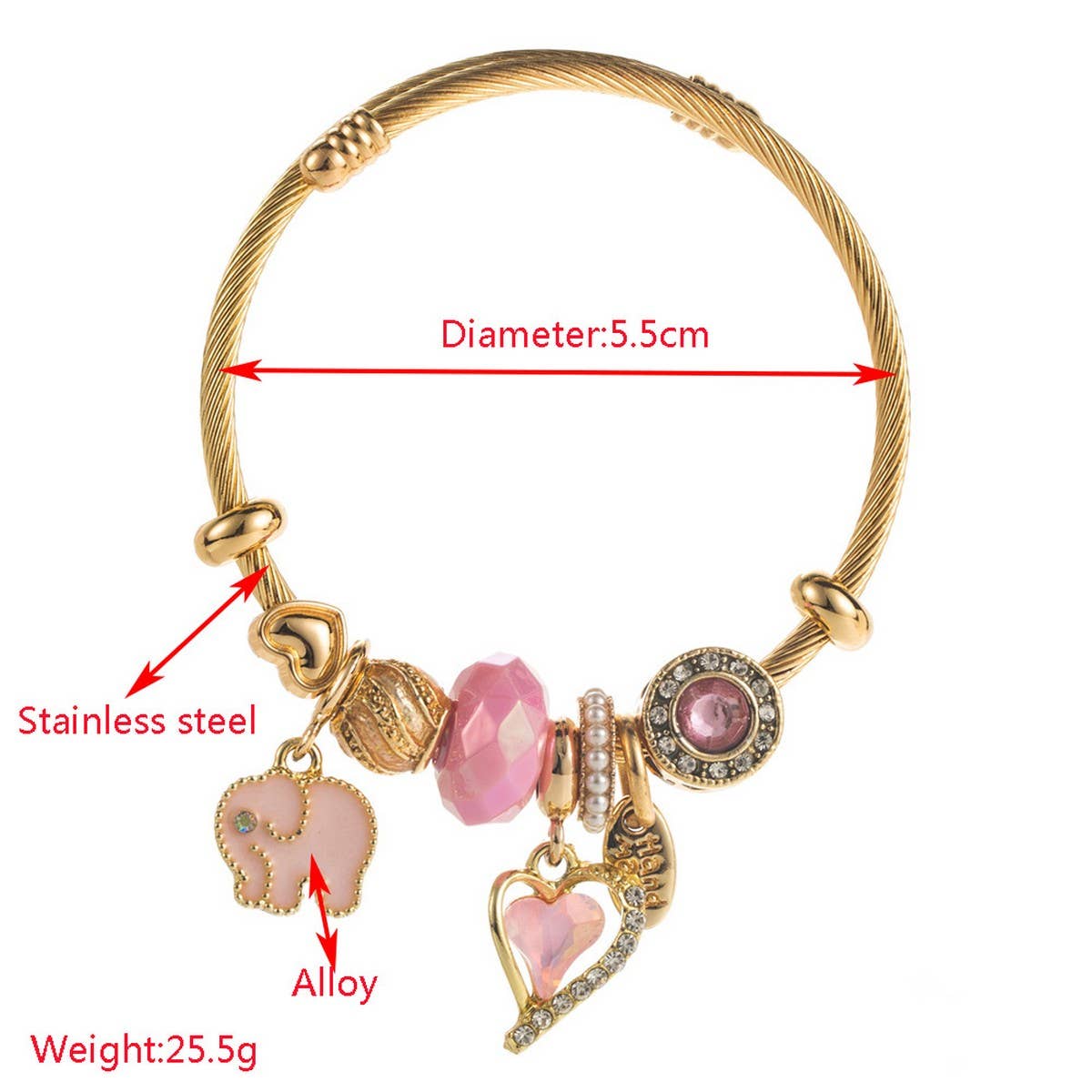 Trendy Elephant Charm Steel Couple Bracelet