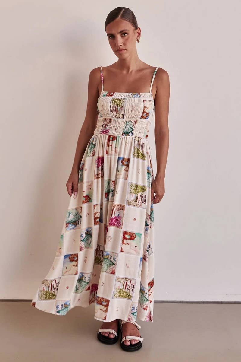 CWDMD5186_FASHIONABLE FLORAL PRINT CAMI MAXI DRESS