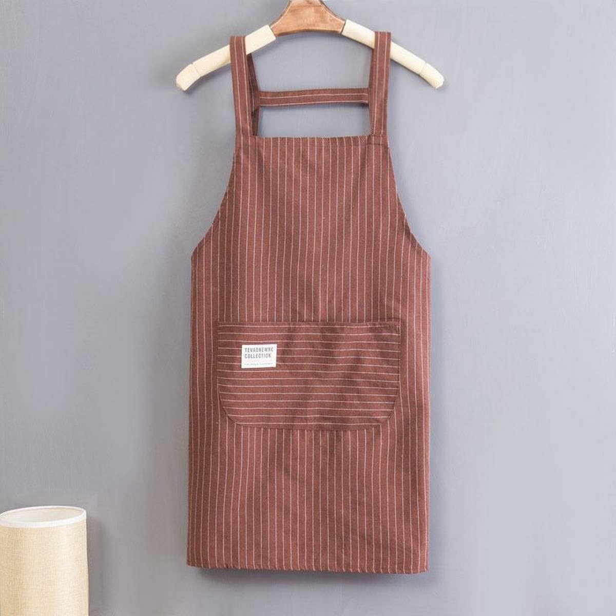 Polyester Cotton Stripes apron with pockets bulk_CWMM2038