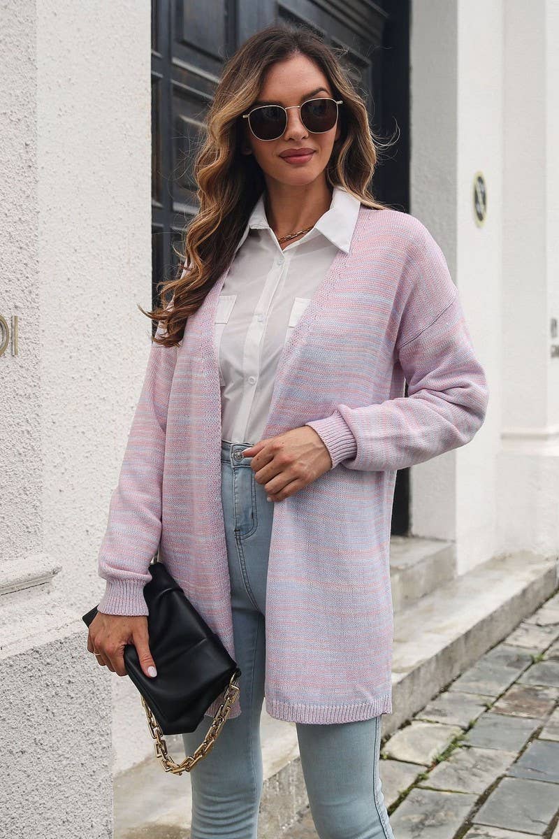 CWOCAL1261_OMBRE LONG KNIT CARDIGAN SWEATER