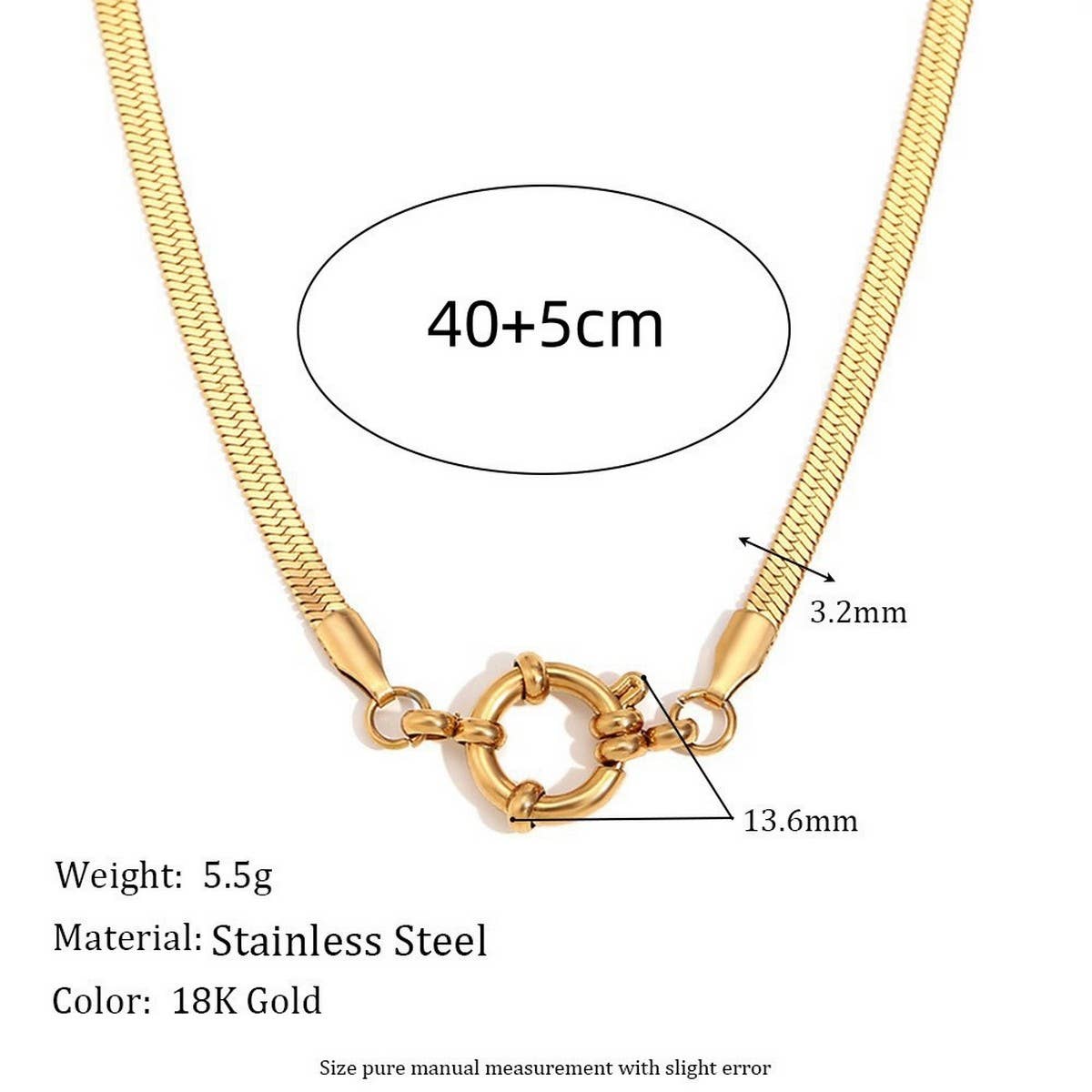 Basic loose chain heart round necklace_CWMM5711