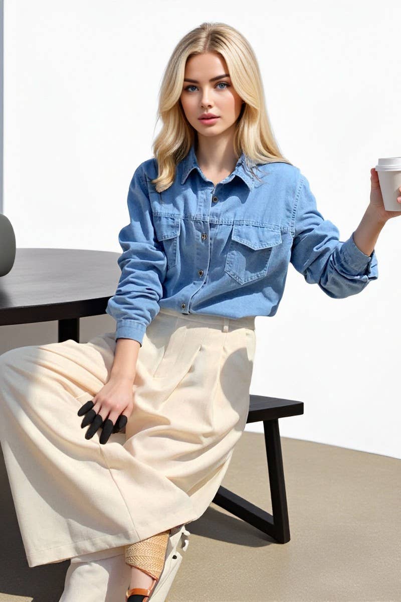 CWOBL00211_RETRO LONG-SLEEVED LAYERED LOOSE SHIRT