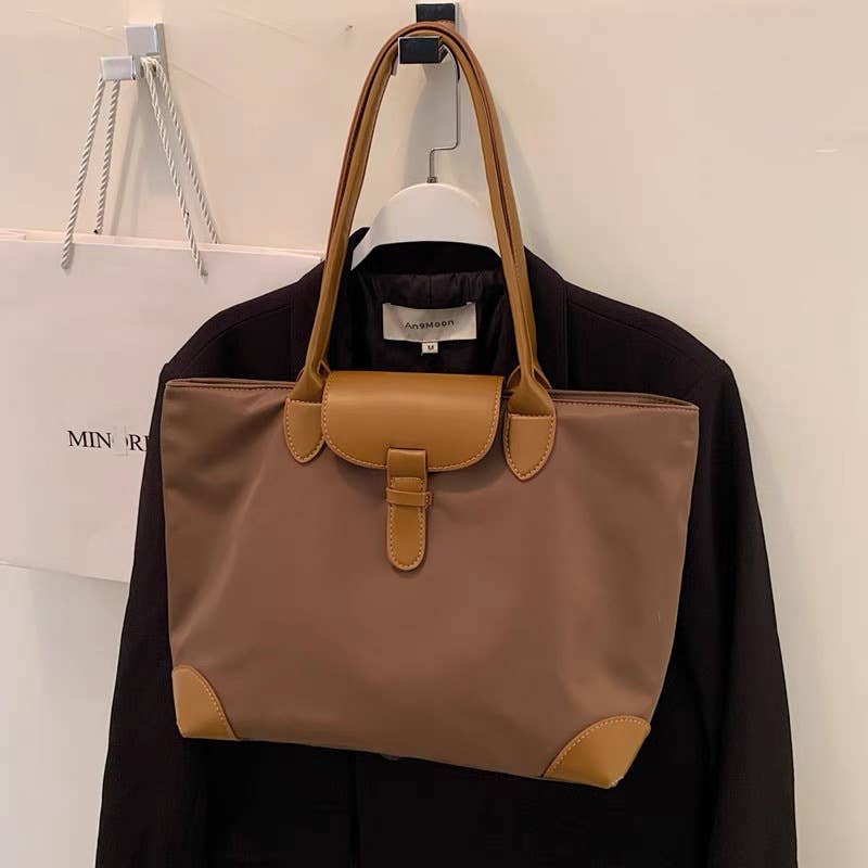 Single-shoulder commuting nylon fabric tote bag