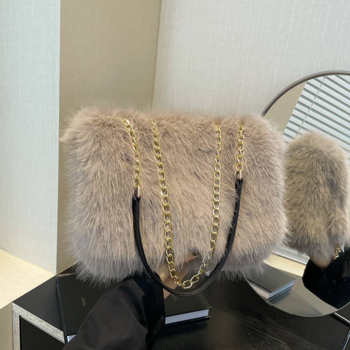 Plush Tote Bag Women Large Capacity Shoulder_CUAB00546