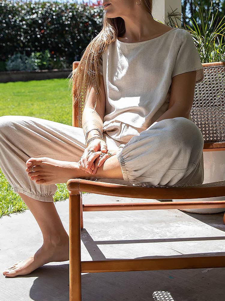 LINEN SLOUCHY CASUAL BLOUSE