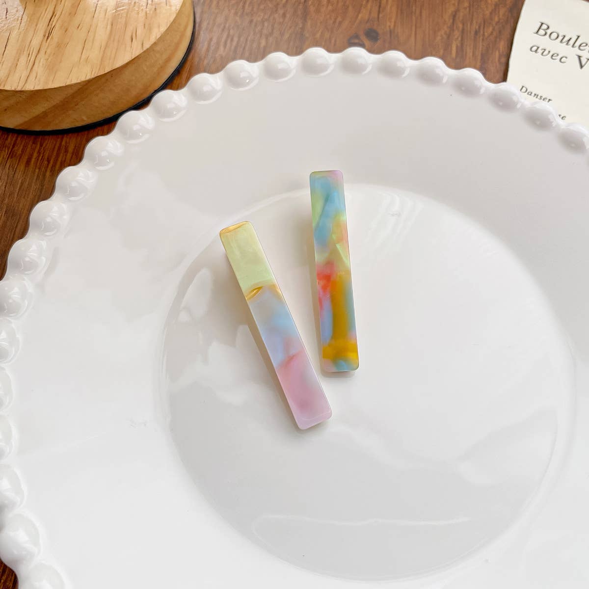 Acetate board style candy-colored hair clip