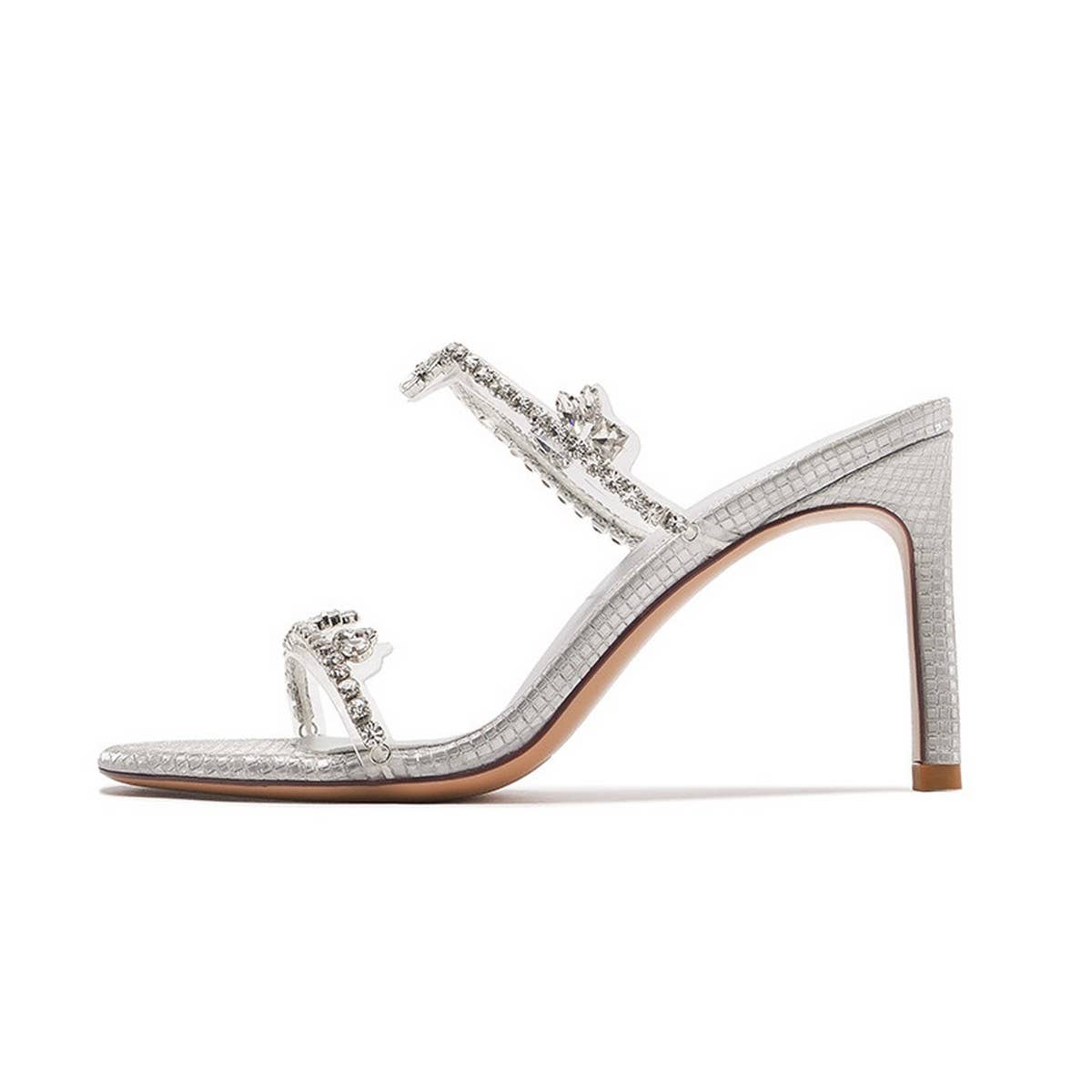RHINESTONE SLIM HEEL SANDALS HIGH HEELS
