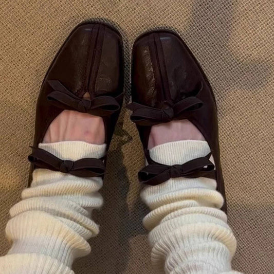 Lambskin Ballet Flats with Bow Detail