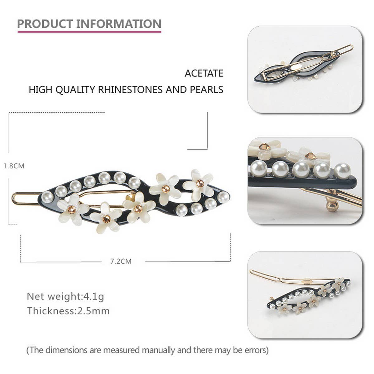 PEARL FLORAL CLIP SHARK CLIP SWEET HAIR CLIP_CWAHA4272