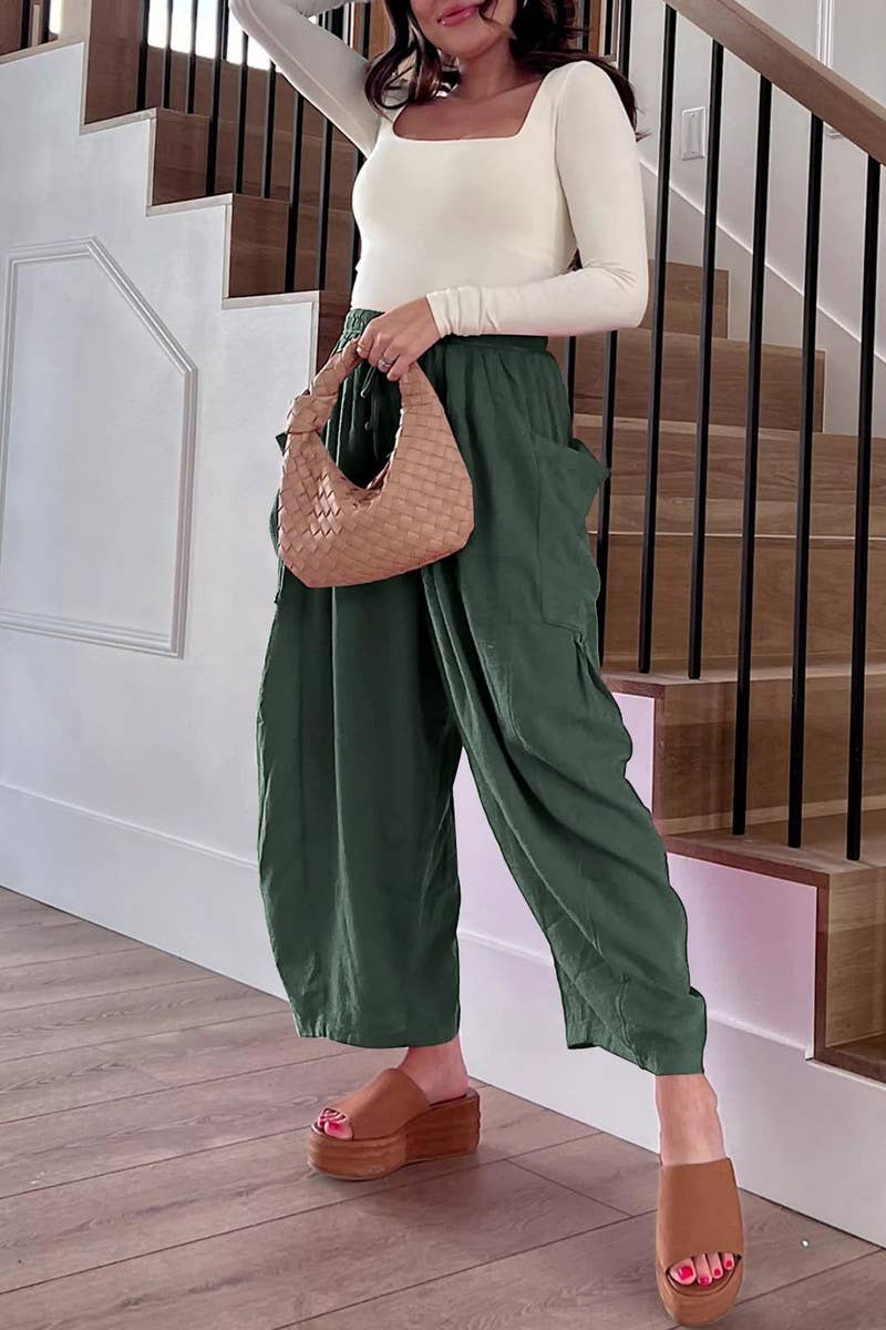 CWBLP0709_LOOSE CASUAL COTTON AND LINEN TROUSERS