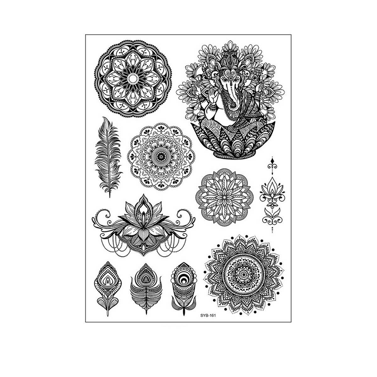 Bridal Mandala Tattoo Stickers Elegant Design_CWMM8356