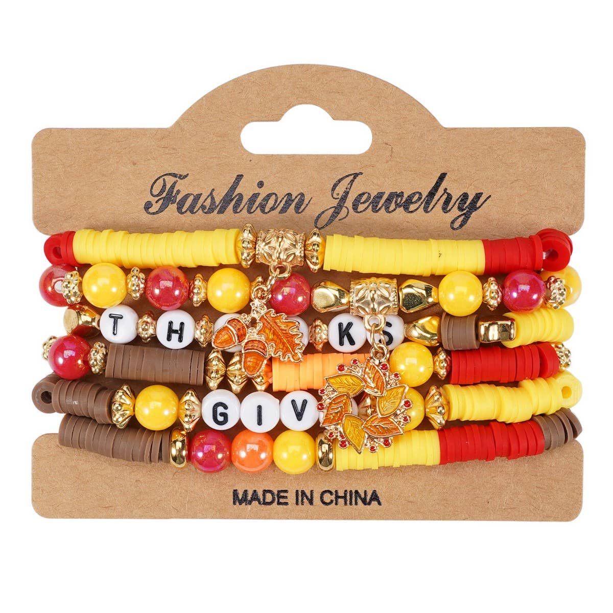 CWAJE05711_THANKSGIVING PUMPKIN TURKEY MAPLE LEAF BRACELET