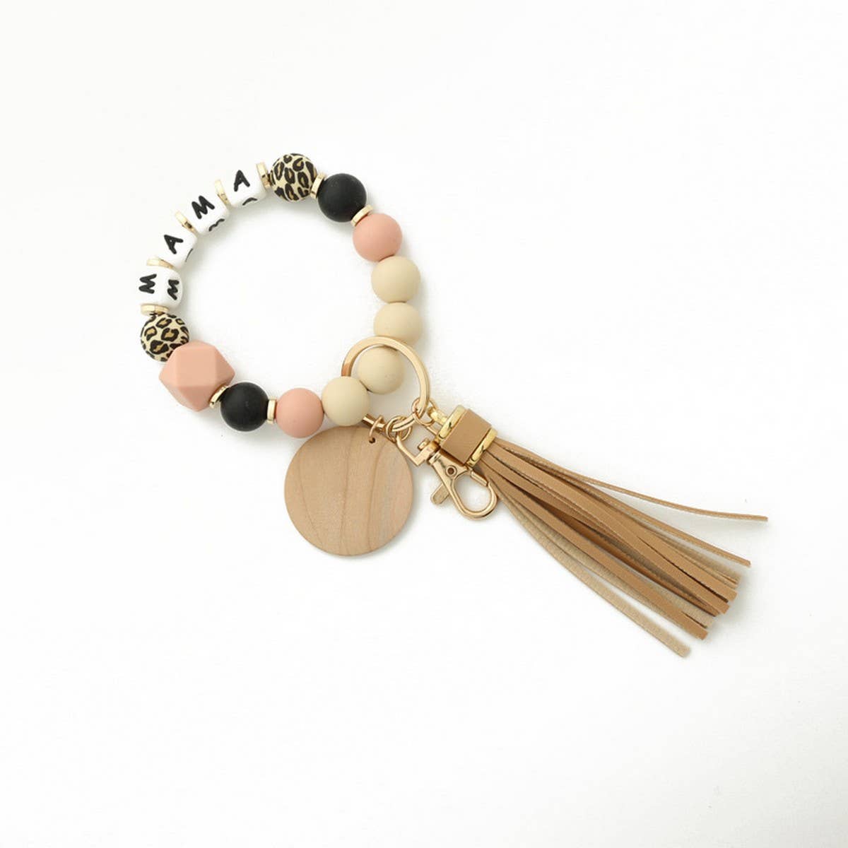 Silicone Bead Bracelet Keychain for Women