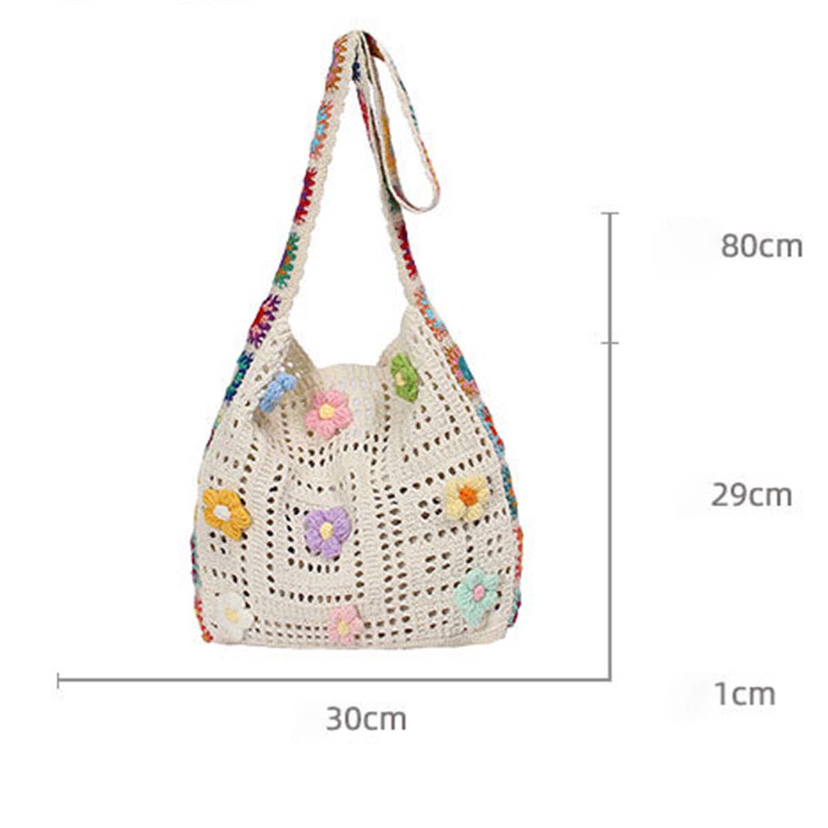 Ethnic-style artistic flower patchwork knit bag