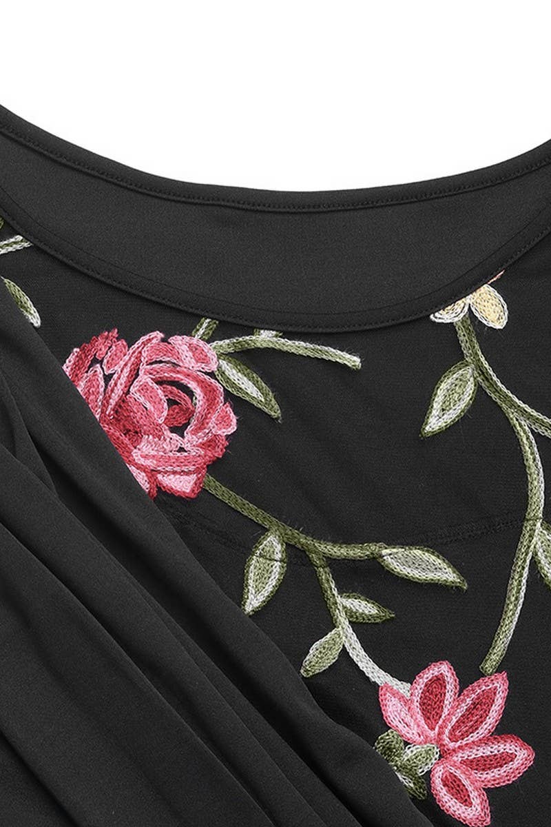 CWDMD6301_VINTAGE MESH EMBROIDERED LONG SLEEVE DRESS