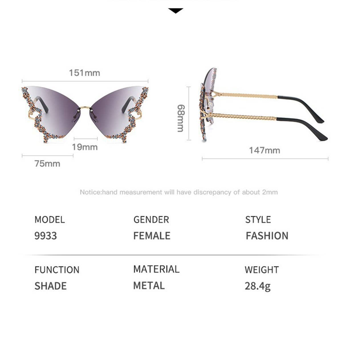 VINTAGE RHINESTONE BUTTERFLY SUNGLASSES