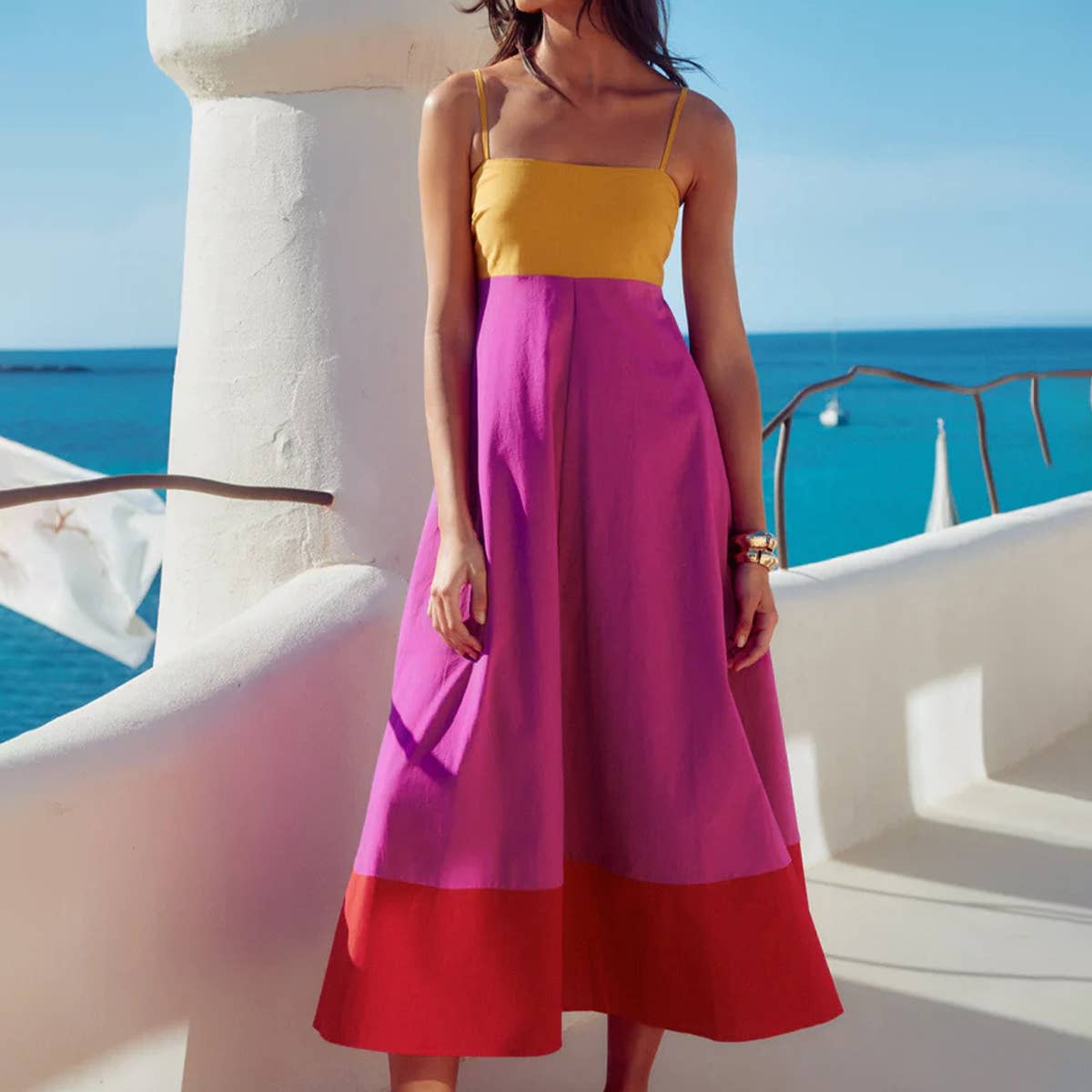 Vacation style long temperament slip dress