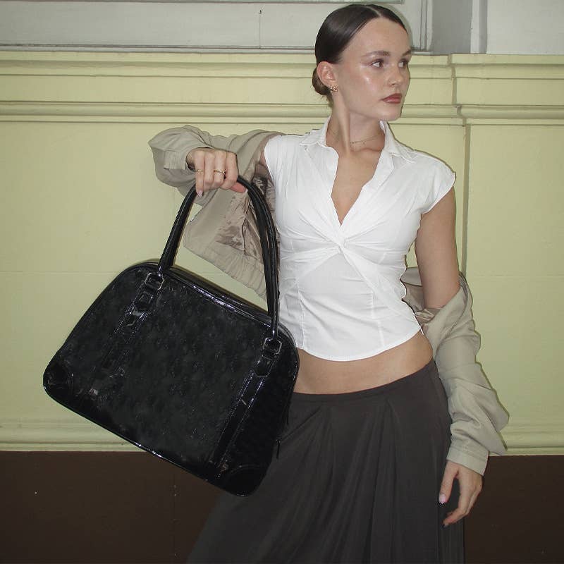 Sexy polo neck twist crop top