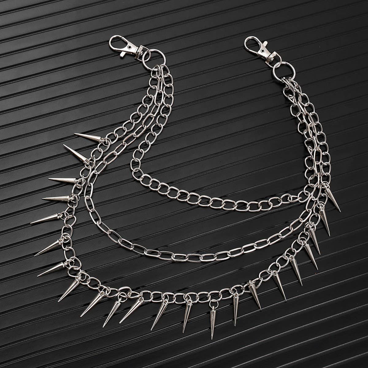 HIP HOP PUNK SPIKED DOUBLE JEANS CHAIN