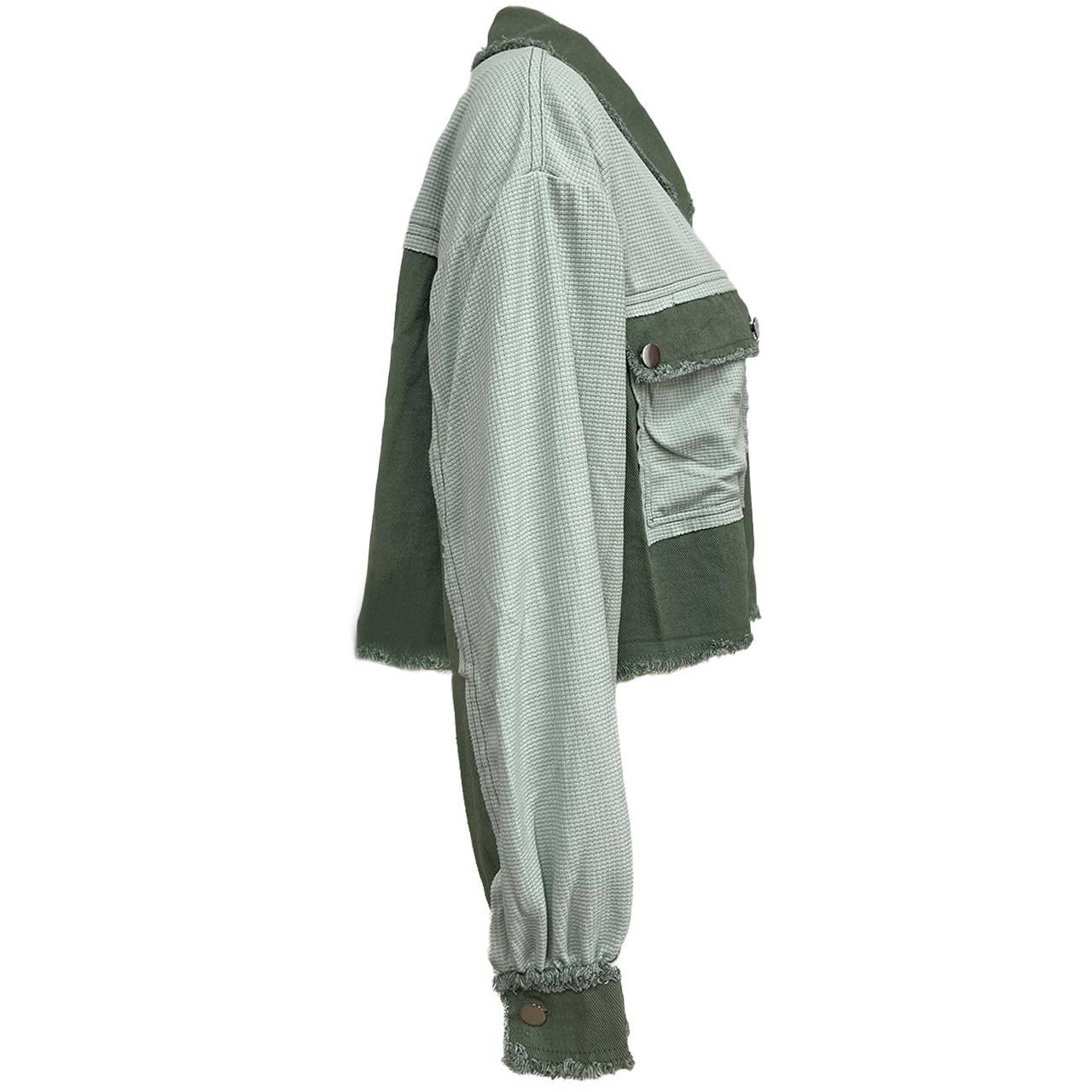 Waffle patchwork short washable coat