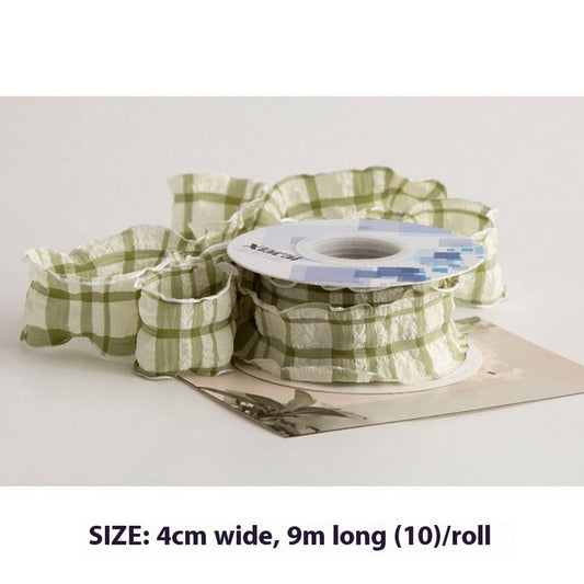 COLORFUL PUFF PLAID RIBBON FISHTAIL YARN RIBBON