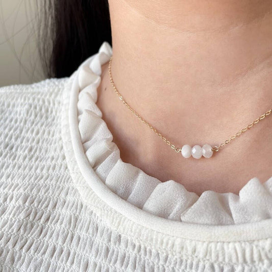 NATURAL STONE ABACUS BEAD WOMENS NECKLACE