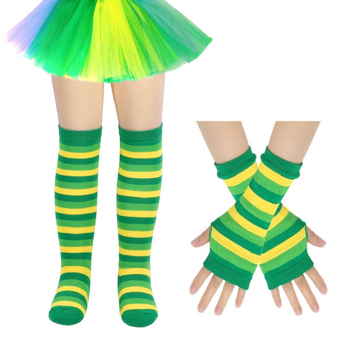 CWMM10087_CHRISTMAS STRIPED SOCKS &AMP GLOVES SET