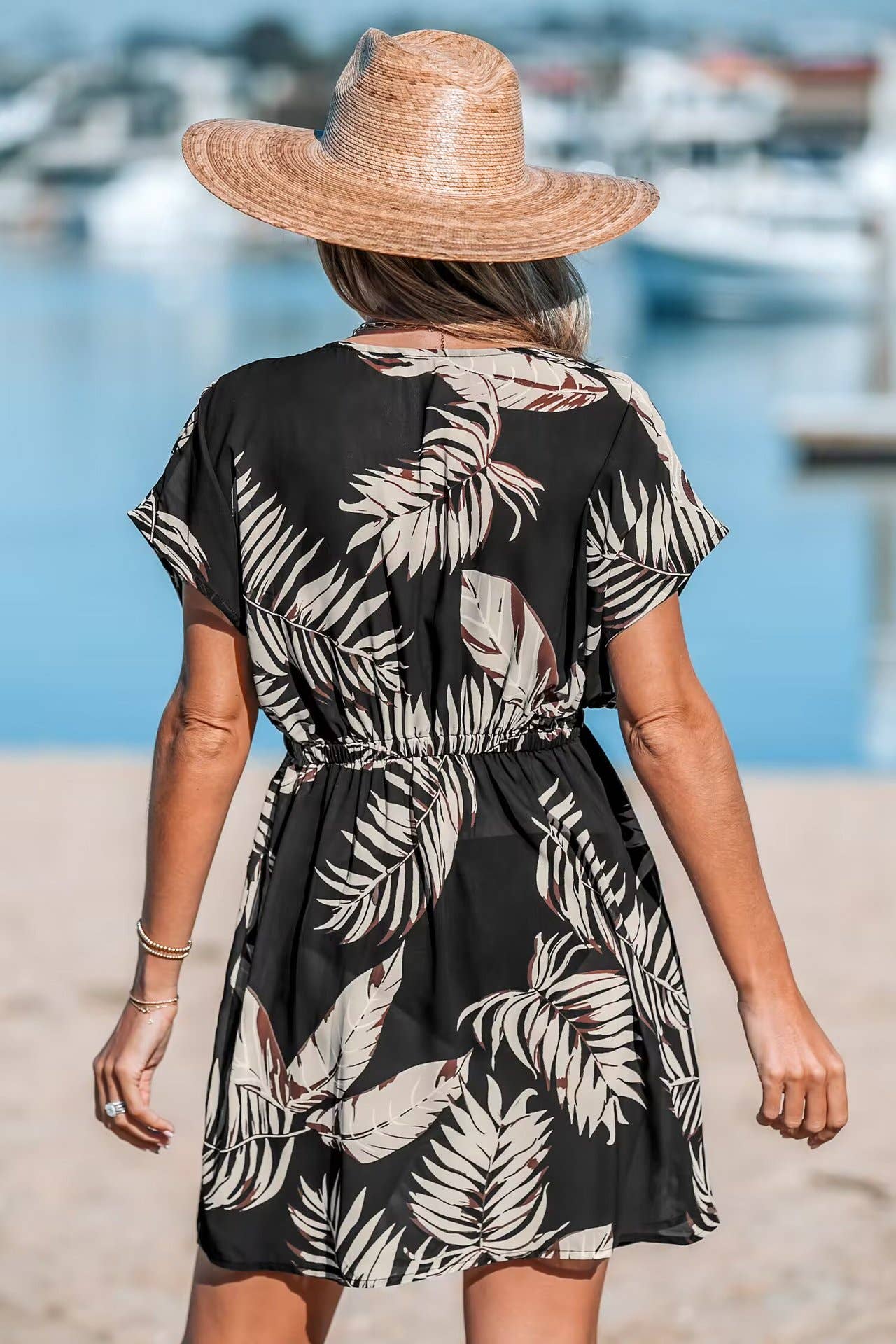 Printed pullover bikini cover up for vacation