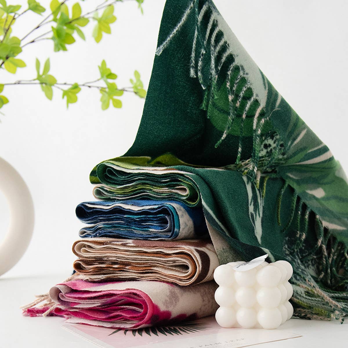 Soft Scarf - Elegant Print Tassel Wrap for Women_CWASC0918