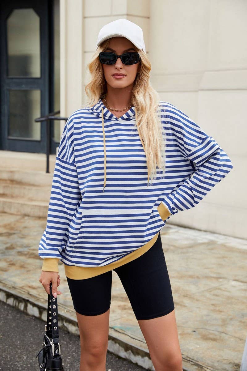 CWOHOL0726_HOODED COLORBLOCK STRIPED POCKET SWEATSHIRT