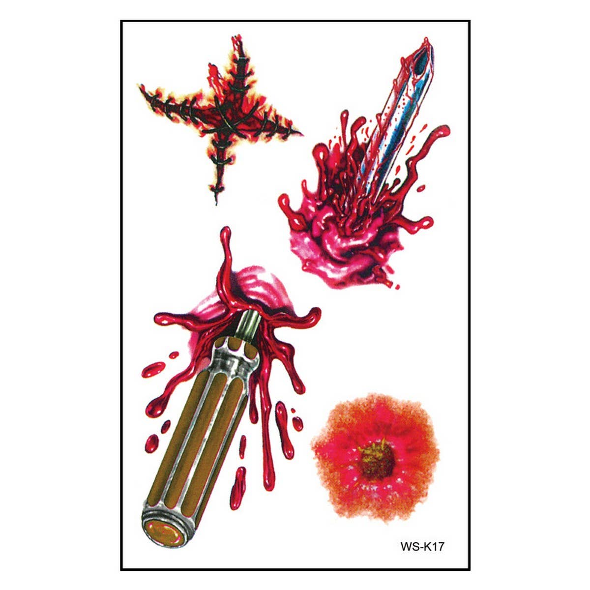 Bloody Scar Tattoos ??Halloween Party Wounds_CWMM8378