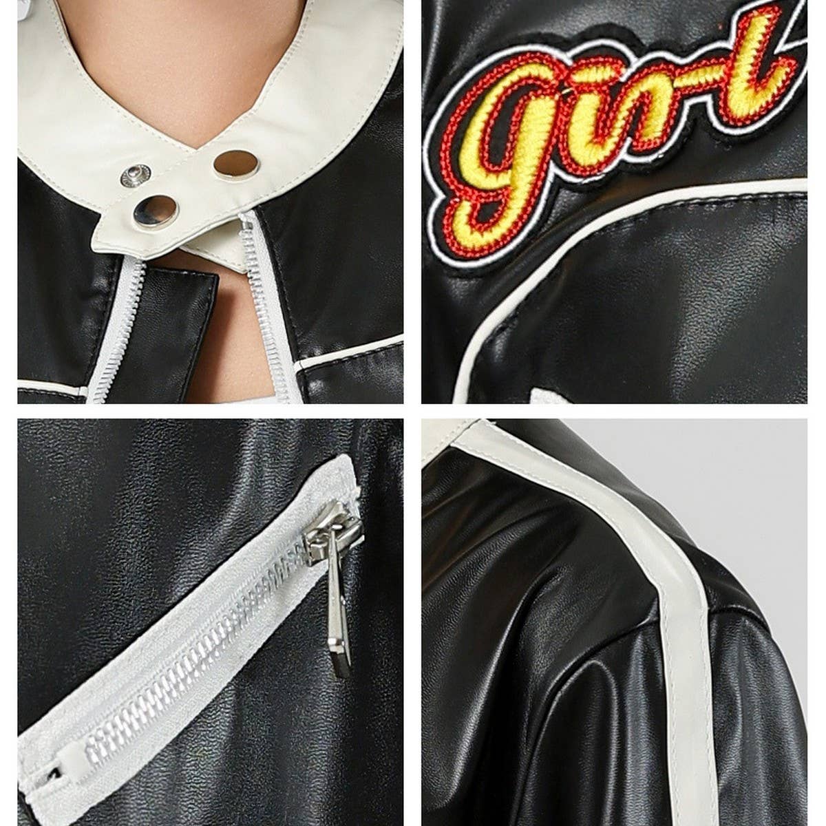 Colorblock Biker PU Jacket ? Trendy Women¡¯s Coat