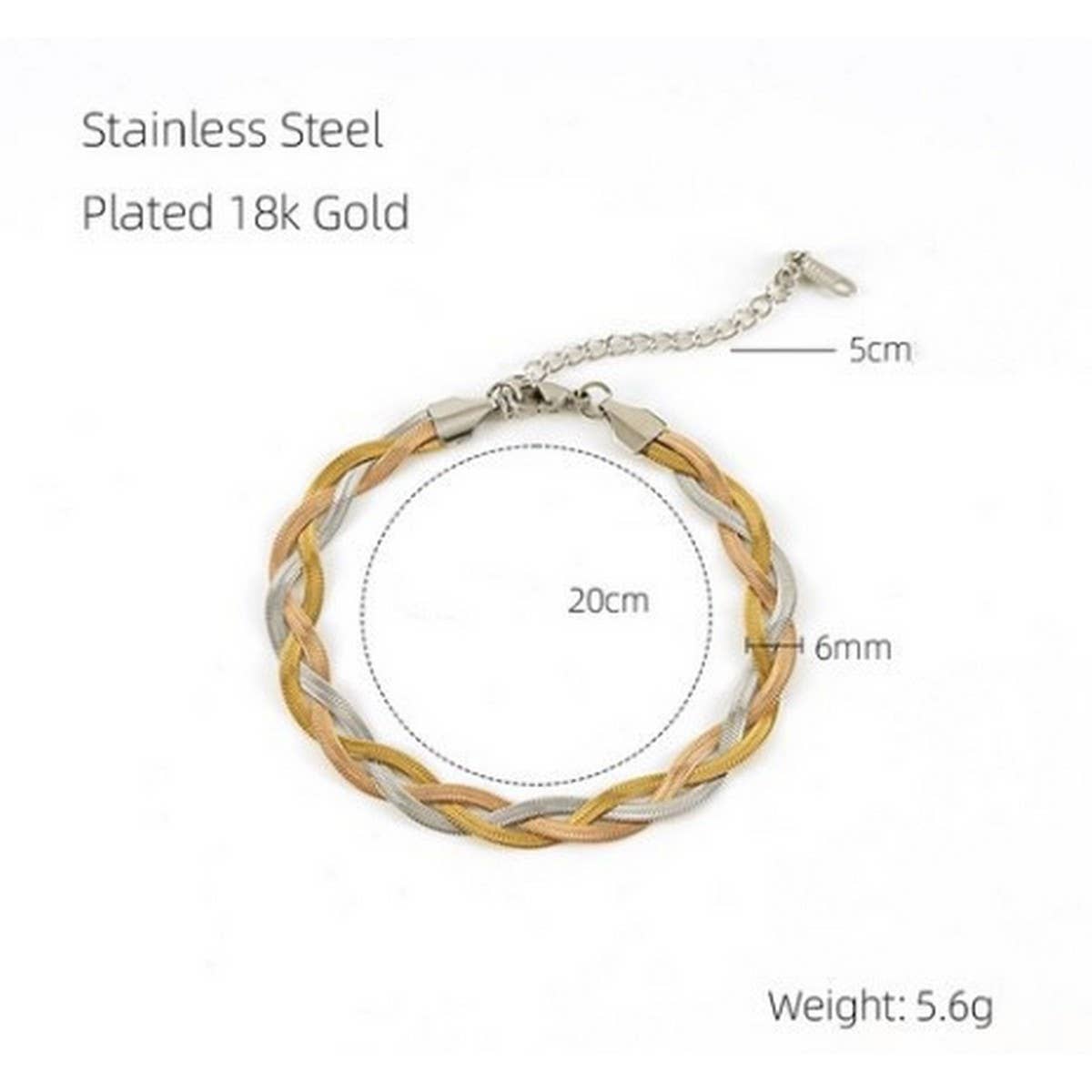 CWAJE1950_Stainless Steel Bracelet Woven In Three  Colors