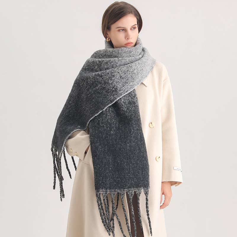Thick Ombre Scarf Cashmere Touch Winter Shawl