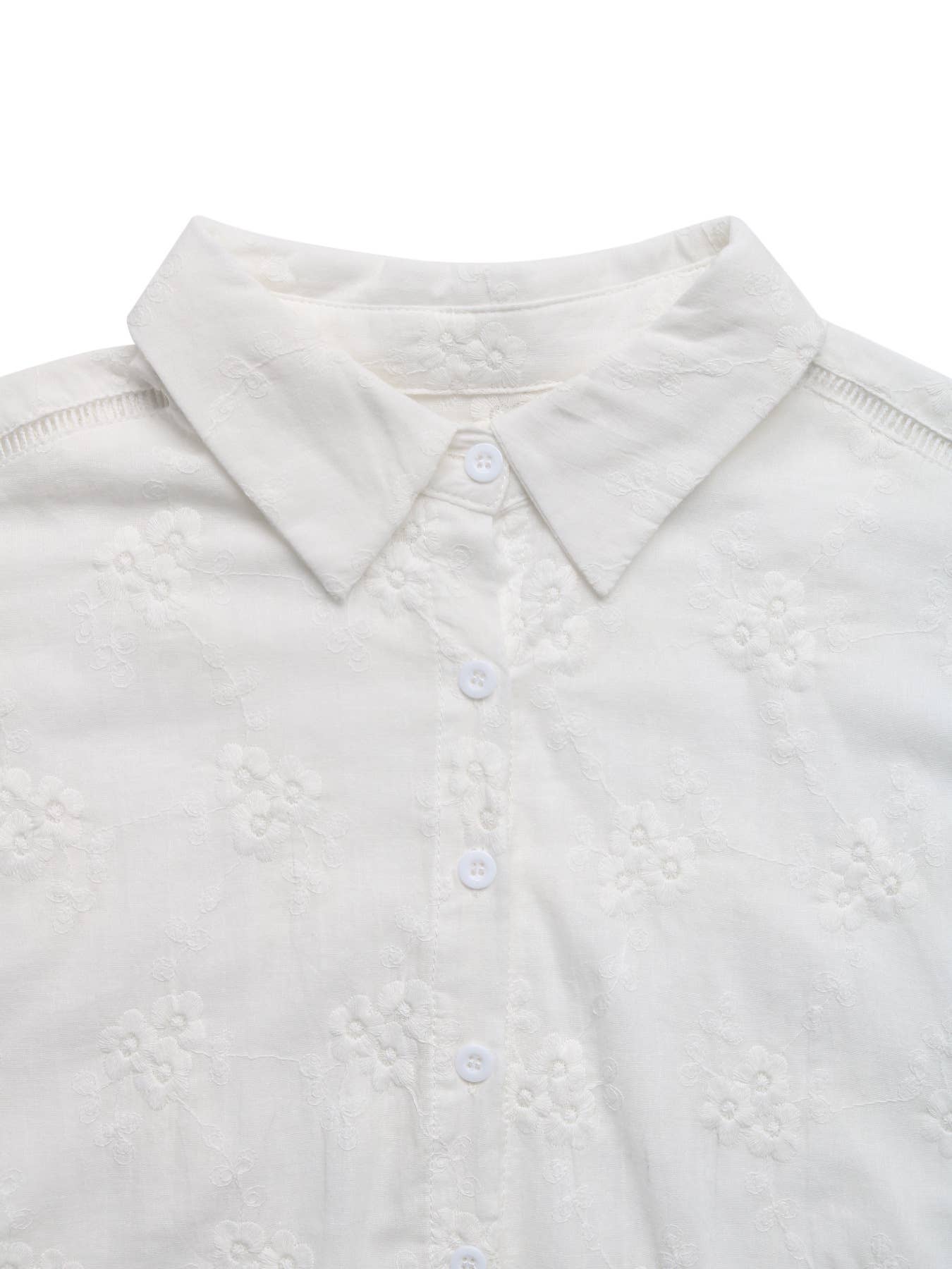 Lapel cotton single-breasted embroidered shirt